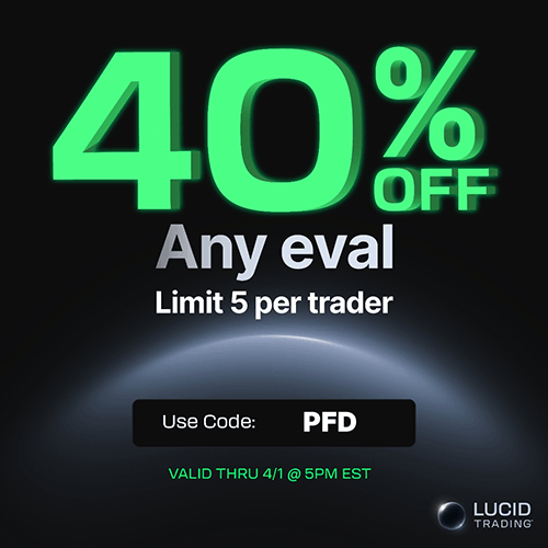 Lucid Trading - 40% Off Any Evaluation with code PFD Lucid Trading - 40% Off Any Evaluation with code PFD